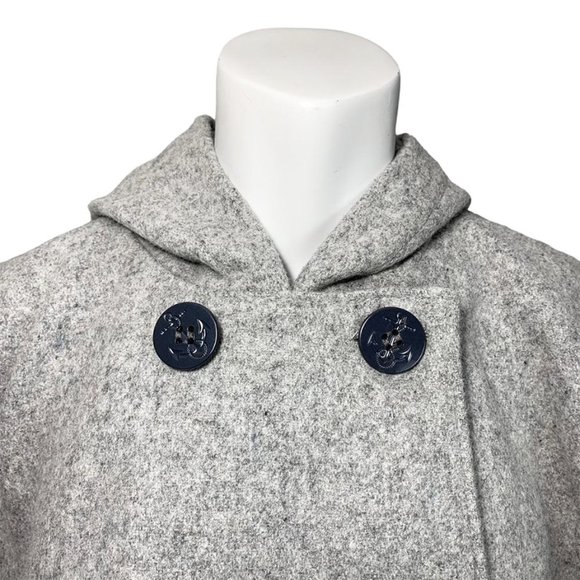 SCHOTT NYC Double Breasted Wool Hooded Peacoat Cape - Picture 6 of 13